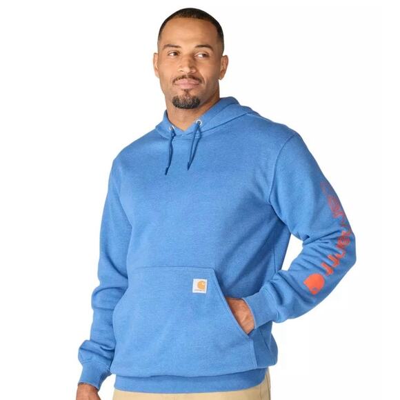 Carhartt Other - Carhartt K288 Loose Fit Hoodie Sweatshirt Logo Sleeve Blue Mens Size Medium